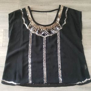 2/$15 NWOT Sheer sequined top